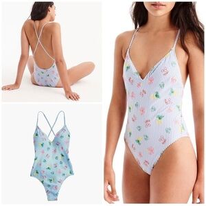 NWT J. Crew Seersucker Pineapple Fruit Swimsuit​​​​​‎